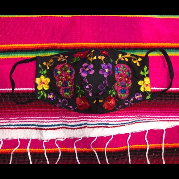 Embroidered Calavera- Sugar Skull Fave Mask - Picture 1 of 1